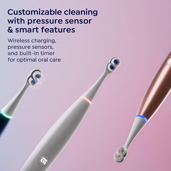 SuperMouth® ULTIM8 SmartBrush™ Electric Toothbrush - Patented SuperBristles® Clean Teeth 40X Better, Dual Sonic Modes, Pressure Sensor, Stunning Design - Teens & Adults - Pearly White