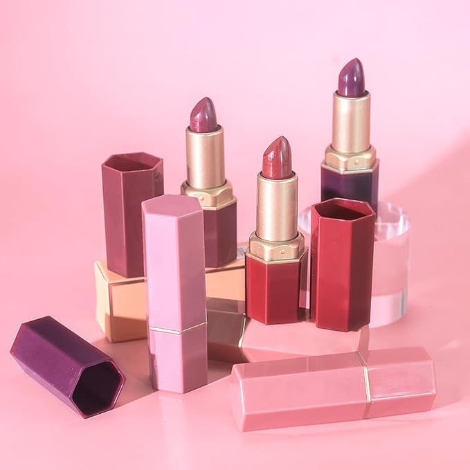 Pink Purple Metallic Lipstick for Women,Lightweight Shimmer Frosted Lipstick,Glitter Lip Gloss Stain Long Lasting Waterproof Smudge Proof 24 Hour Full Coverage Lip Makeup,Vegan