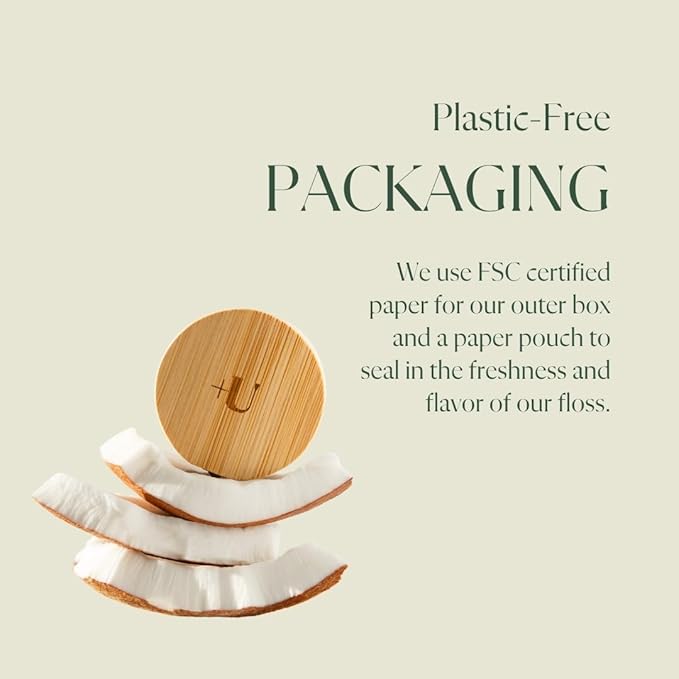 Plus Ultra Coconut Nylon Dental Floss with Reusable Bamboo Case | Made with Recycled Nylon and Vegan Wax | Zero Plastic | 32 Yards (Pack of 1)
