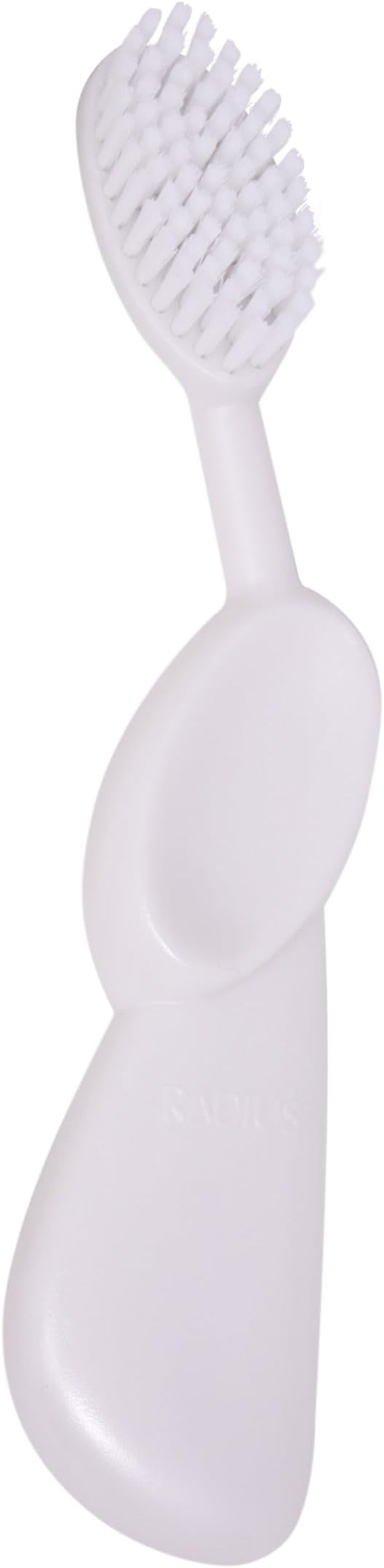 RADIUS Toothbrush Original Big Brush, BPA Free ADA Accepted - Left Hand - White Brush with White Case
