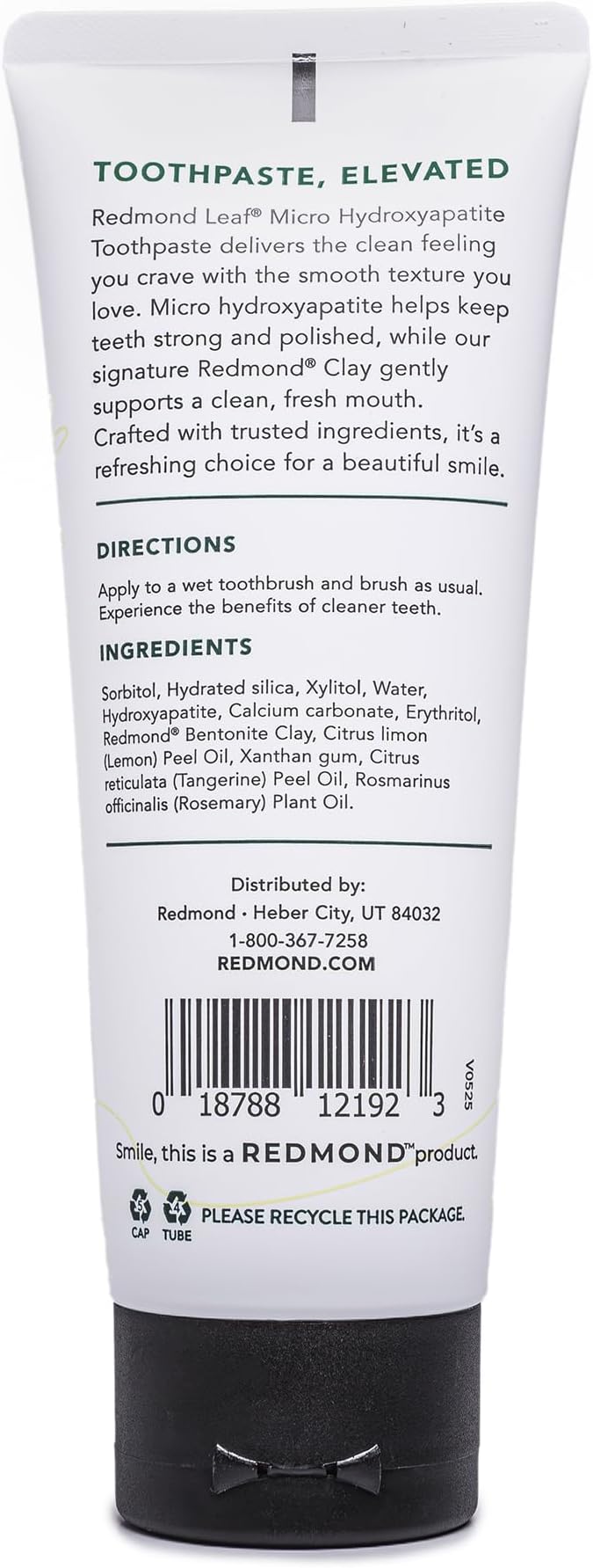 REDMOND Leaf Micro Hydroxyapatite Toothpaste Tube (Citrus Rosemary)