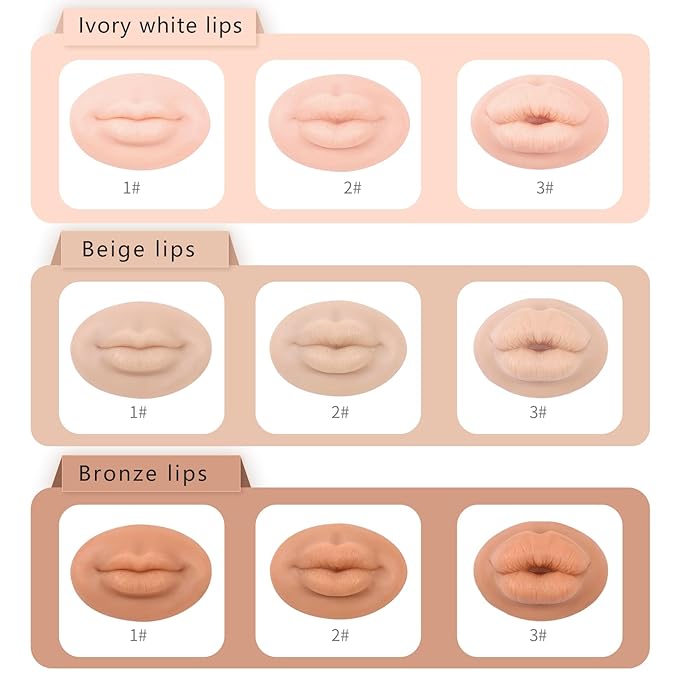 3D Silicone Fake Lips Large with Lipstick for Makeup Tattoo Practice Realistic Artificial Lip Mannequin for Beginners Artists (Charming Smiling Lip,Natural)