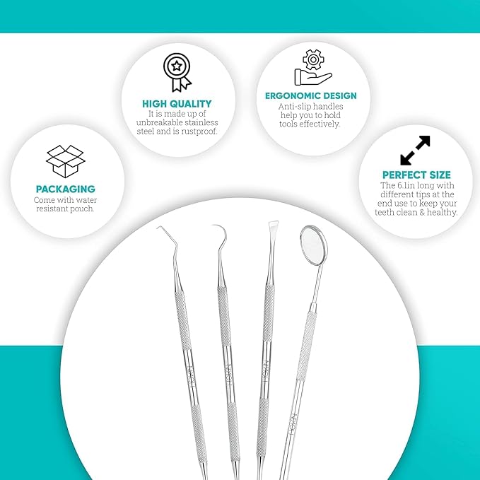 Tooth Polisher - Plaque Remover for Teeth Tooth Polisher with LED Light 5 Speed Modes with Teeth Cleaning Kit 5 Replacement Brush Heads,Teeth Whitener for Daily Cleaning