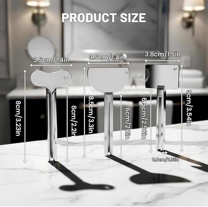Toothpaste Squeezer, Metal Tube Squeezer Key Stainless Steel Toothpaste Roller Tube Wringer for Paint, Cream, Cosmetic and Hair Dye (B*2 PCS)