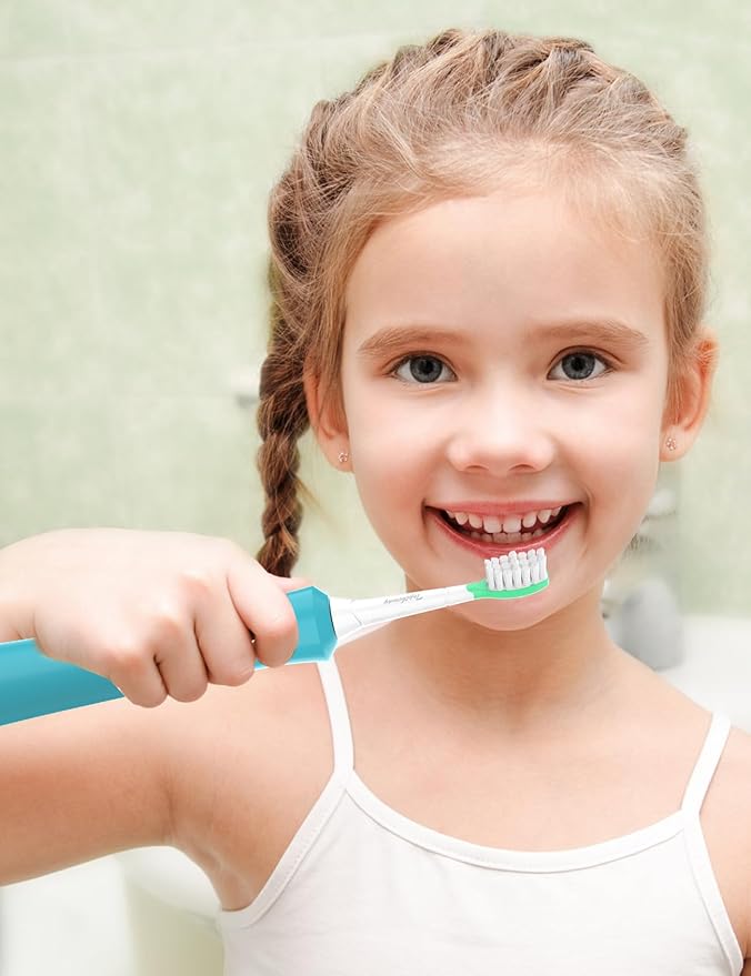 Toptheway Kids Replacement Heads for Philips Sonicare: Kids 7+ Standard Sonic Electric Toothbrush Heads, Pink and Green, 4 Pack