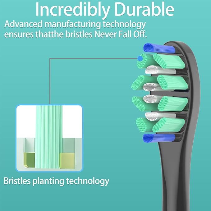 Replacement Heads Compatible with Sonicare Toothbrush, Replacement Brush Head for Philips Sonicare Electric Toothbrush 4100 5100 6100 9900 C2 W3 and More Click-on Handles 8 Black