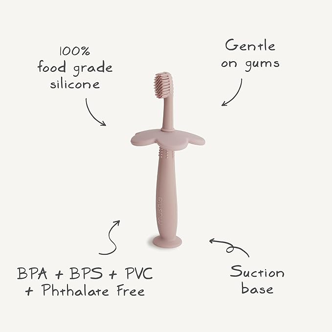 mushie Flower Toddler Training Toothbrush (Blush)
