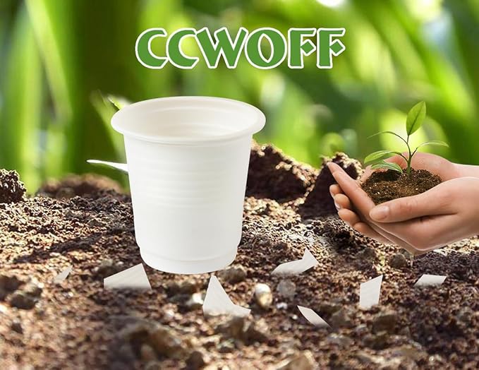 300PCS 3 OZ Compostable Biodegradable Eco Friendly Bathroom Cups - Small Disposable Mini Mouthwash Cups for Bath, Rinse, Shot, Drinking & Washing