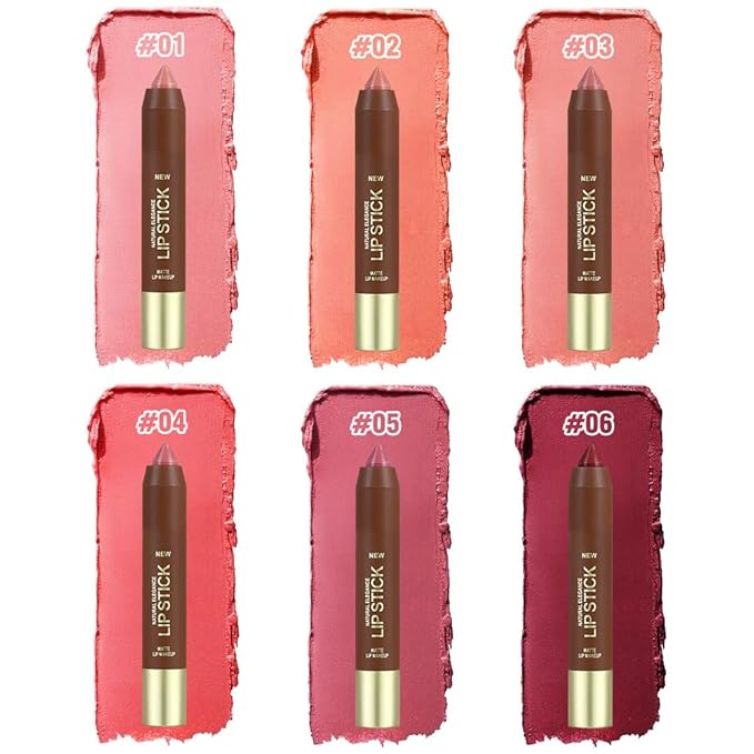 2Pcs Matte Lipstick Crayon Set for Women, Coral Pink Nude Pink 24 Hour Lipstick Lip Liner Pencil, Neutral Lip Stick Lipliner Long Lasting Waterproof Smudge Proof, Vegan & Cruelty-Free, 02+03