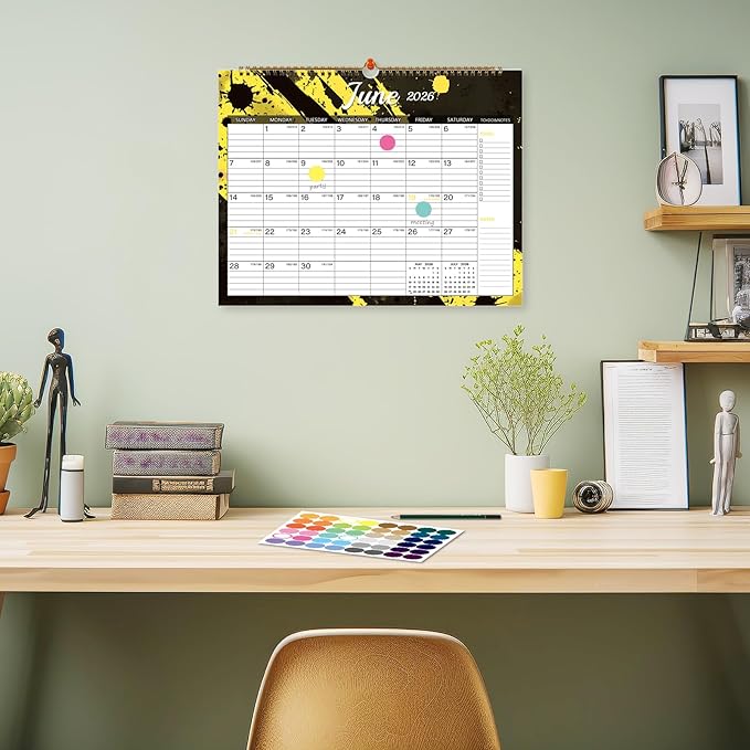 2026 Calendar, Wall Calendar 2026-2027, 18 Month Calendar January 2026 - June 2027, 14.8" X 11.5", Calendar with Twin-Wire Binding, Hanging Hook and Julian Dates (Colorful Ink)