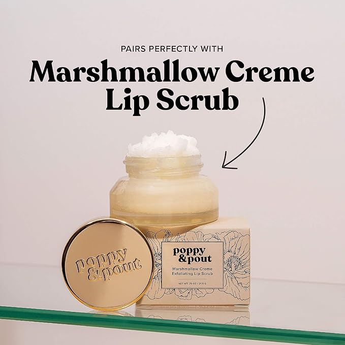 Poppy & Pout Marshmallow Creme Jumbo Lip Balm | All Natural Lip Balms & Moisturizers | Hydrates with Beeswax, Vitamin E, Organic Coconut Oil | Cruelty-Free | Lip Balm in Recyclable Cardboard Tube