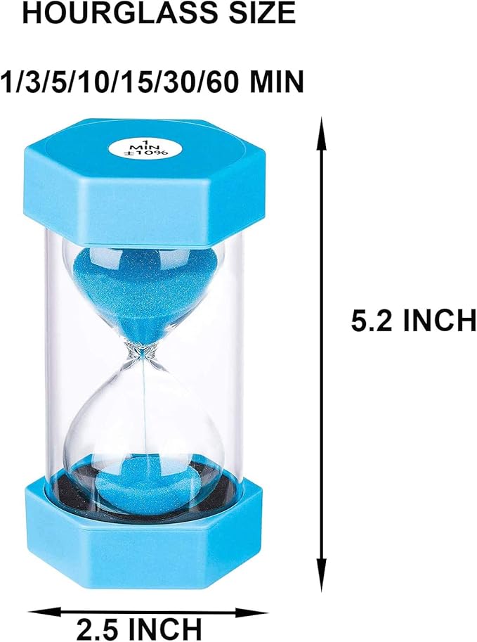 1 Minute Hourglass,Colorful Sand Watch 1 Min,Small Blue Sand Clock one Minute,Plastic Hour Glass Sandglass for Kids,