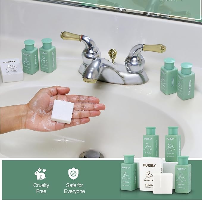 150‑Piece Bulk Travel Toiletries Set | Hotel & Airbnb Essentials | 1.3 oz Bottles (30 Shampoo, 30 Conditioner, 30 Body Wash, 30 Lotion, 30 Bar Soap) | Guest Bathroom Supplies + Homeless Outreach