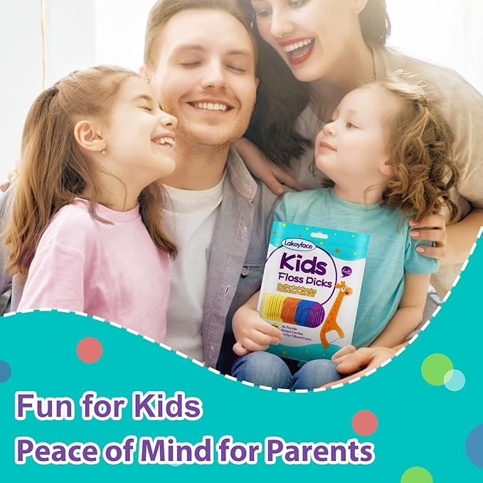 300 Count Kids Flossers, Cute Giraffe Kids Floss Picks, No Fluoride BPA Free Dental Floss Picks, Unflavored Flossers for Kid, 4 Colors, 75 Count (Pack of 4)
