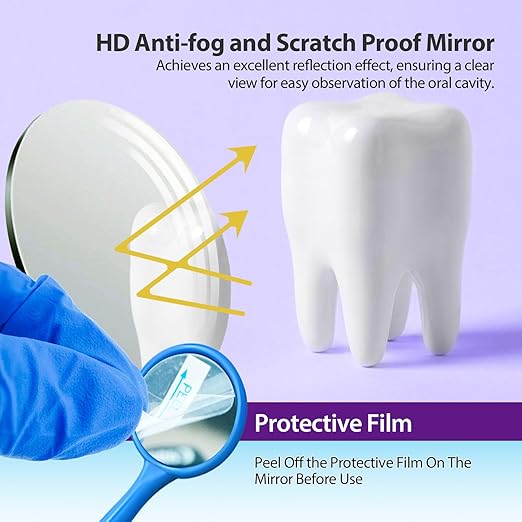200 PCs Dental Grade Disposable Dental Mouth Mirrors by Omnia ONE | Blue Oral Dental Mirror Plastic Dental Instrument | Anti Fog Mouth Glass Mirror for Teeth with Handles Plastic Tooth Mirror