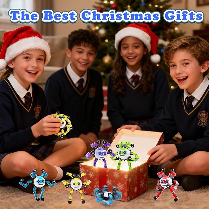 2 PCS Transformable Fidget Spinners Toys for Kids and Adults Stress Relief Sensory Toy for Teens Boys Autism Cool Fingertip Gyros Boy Girl Travel Party Favors Birthdays Gifts Stocking Stuffer