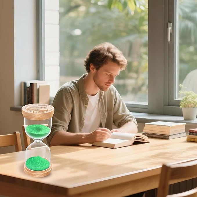 1 Minute Sand Timer, Wooden Hourglass Sand Clock, Small Beech Wood 1 Min Hour Glass, One Minutes Sandglass for Brushing Teeth, Reloj De Arena, Classroom, Game, Kitchen, Home, Office