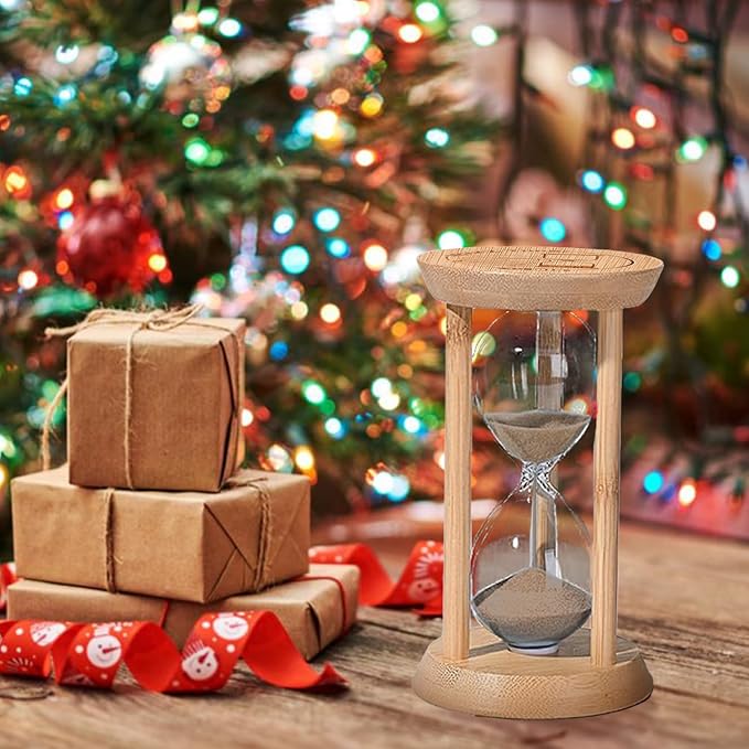 1 Minute Sand Timer,Mini Hourglass 1 Min,Small Wooden Frame Sandglass,Brown Sand Watch for Classroom,Baking,Game,Desk Decor