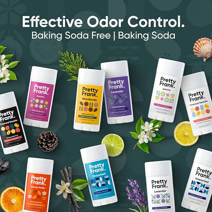 Pretty Frank Natural Aluminum-Free Deodorant Stick, Baking Soda-Free, Lavender (1-Pack) | Sensitive Skin Friendly, Effective Odor Control for Women & Men, Organic Ingredients and Essential Oils