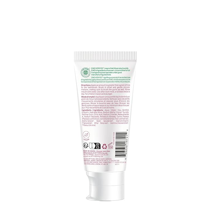 ATTITUDE Baby and Child Fluoride-Free Training Toothpaste, EWG Verified, Naturally Derived Ingredients, Vegan, Strawberry, 2.6 Oz