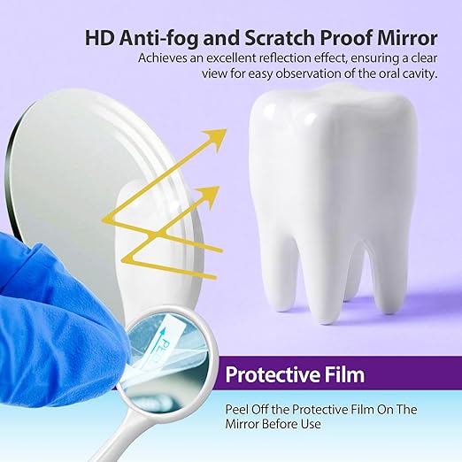 100 PCs Dental Grade Disposable Dental Mouth Mirrors by Omnia ONE | Oral Dental Mirror Plastic Dental Instrument | Anti Fog Mouth Glass Mirror for Teeth with Handles Plastic Tooth Mirror