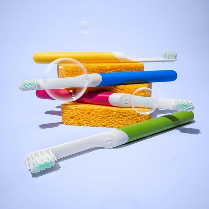 Quip Kids Electric Toothbrush, Battery-Powered Sonic, Yellow, with 2-Min Timer, Extra Head and Travel Cover