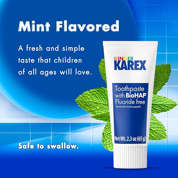 Kinder Karex Hydroxyapatite Kids Toddler Toothpaste I Fluoride Free I Clinically Tested I 2.3 oz