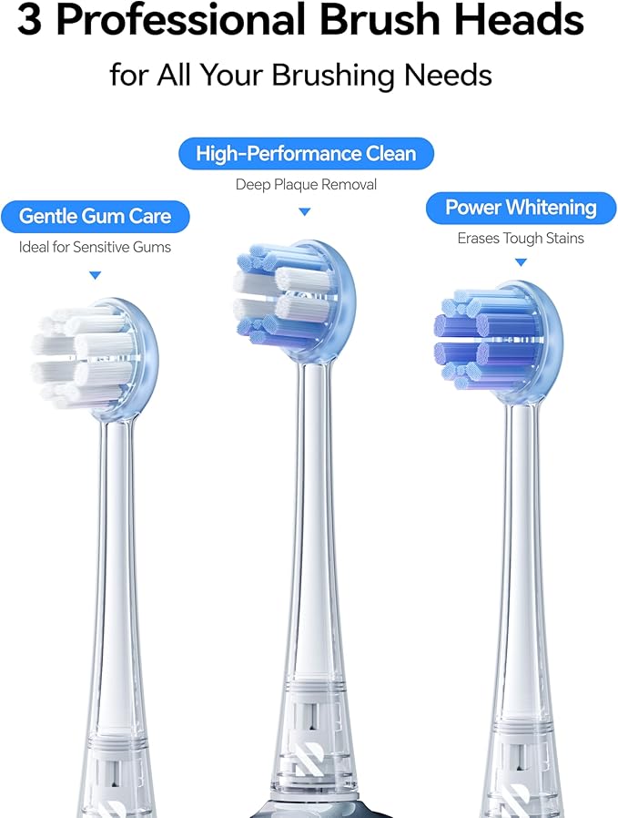 RANVOO AirJet II Original Replacement Head, Upgraded Jet Clean, 100% Plaque Removal, Conada Certified, White for Adult Protect Gum Orthodontic Teeth, 3 Packs, Power Whitening