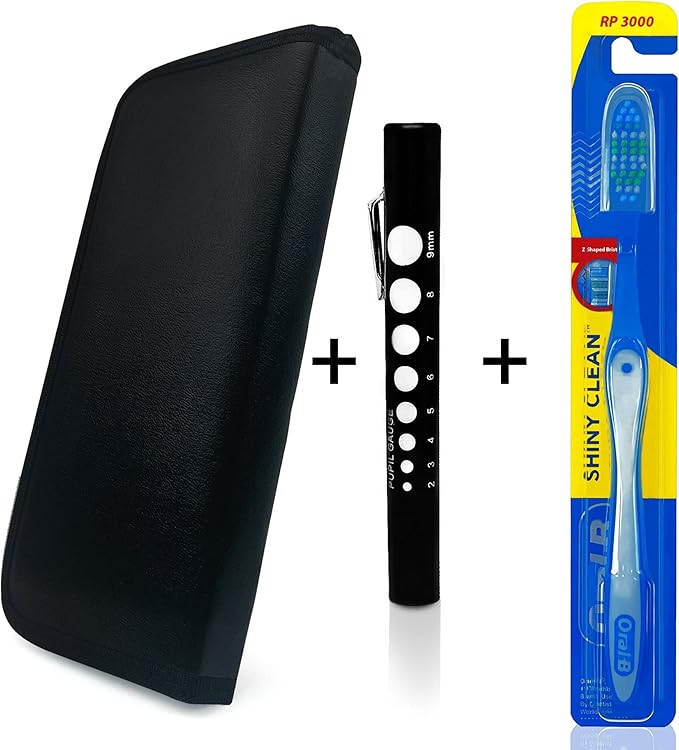 Professional Dental Hygiene Kit - Stainless Steel Tartar Remover, Tooth Scraper, Pick Scaler, Penlight, Toothbrush, and Case