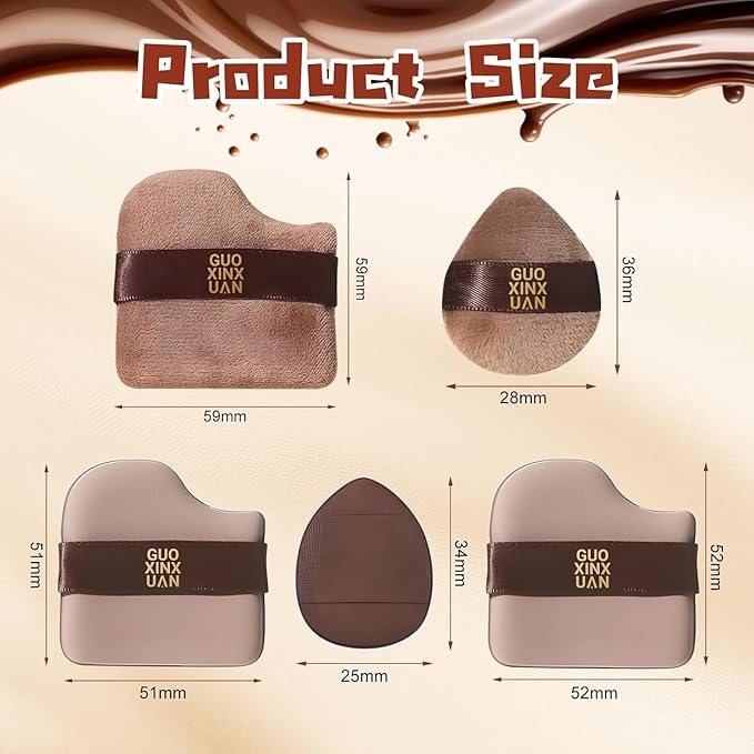 2 Box of 12 Pcs Guoxiaoniu Makeup Puff, Guoxiaoniu Chocolate Color Quick Makeup Mini Foundation Puff Set, Sponge Cushion Puff for Liquid & Powder Foundation