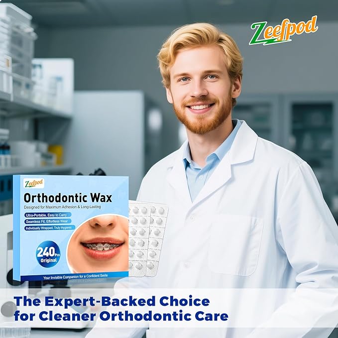 240 Pieces Pre-Cut Orthodontic Wax for Braces, Individually Wrapped Dental Wax for Braces Relief, Easy to Use, Unscented,Safe & Gentle, Hygienic orthodontic dots for Orthodontic Care