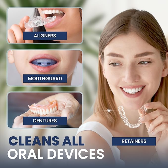 RAD FRESH - Natural Mouth Guard Cleaner with Food-Grade Hydrogen Peroxide, Easy-to-Use, No-Rinse-Formula Retainers Cleaner for All Oral Devices Like Aligners, Dentures & More, 3 Pack, 3.4 oz