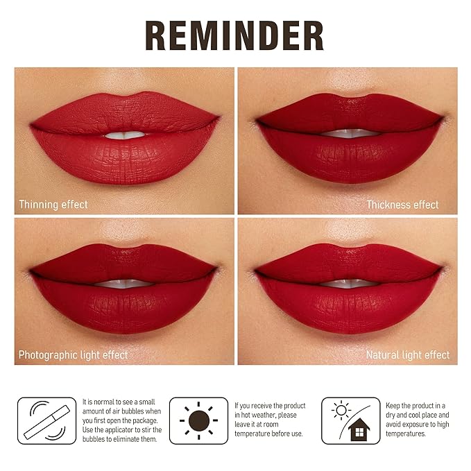 Pink Lipstick Long Lasting, Matte Liquid Lipsticks for Women Non Transfer Smudgeproof Smooth and Easy to Appy Cruelty Free Lip Color,M63
