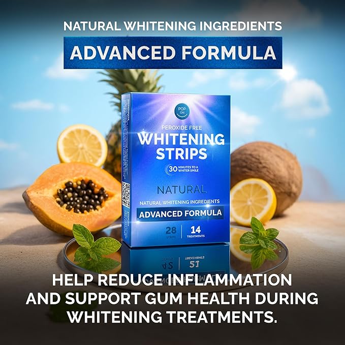 Whitening Strips for Sensitive Teeth ā Enamel Safe, Peroxide-Free Coconut Teeth Whitening Strips with Natural Enzymes ā Gentle White Stips for Sensitive Gums (28 Count (Pack of 1), Mint)