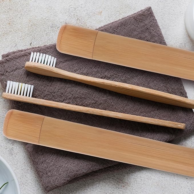 2Pcs Portable Bamboo Toothbrush Holder Case Lightweight Travel Tube for Hiking Camping and Daily Use Storage for Bamboo and Toothbrushes