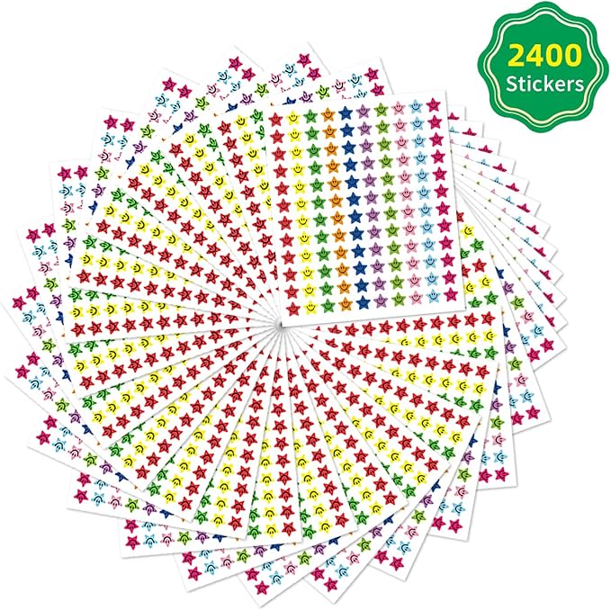 REGELETO 80 Pack Incentive Reward Chart for Classroom Home Behavior for Kids Students with 2400 Pieces Star Stickers