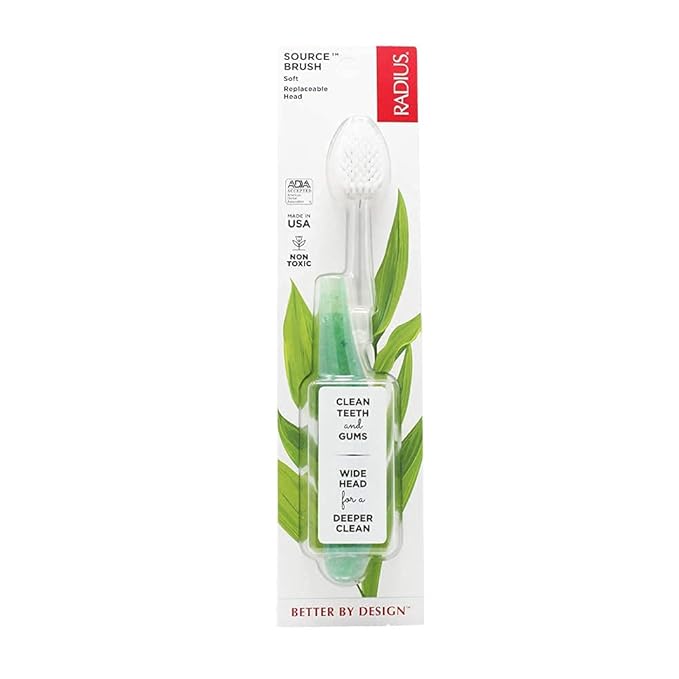 RADIUS Toothbrush Source Floss BPA Free & ADA Accepted Improve Gum Health & Reduce Issues, Soft, Soda Pop Eco-Grind