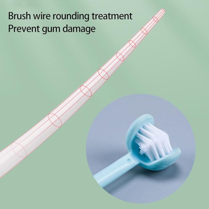 3 Sided Autism Toothbrush 360° Oral Teeth Cleaning Design U-Shaped Toothbrush 2 PCS Adult Soft Bristles Soft and Gentle for Complete Tooth and Gum Care (Green+Orange)
