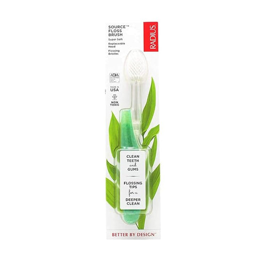 RADIUS Source Toothbrush with Replaceable Brush Head ADA Accepted Improve Gum Health & Reduce Issues - Super Soft - Soda Pop Eco-Grind - Pack of 1