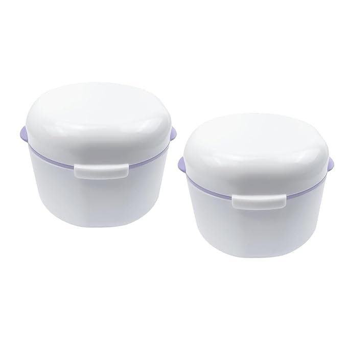2PCS Denture Case, SENLIN DENTAL Double-layer Hollowed-out Draining Braces Denture Bath Case for Aligner, Retainers, Mouth Guard, Night Guard, Travel Cleaning