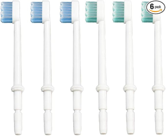 Replacement Tips for Waterpik Aquarius Water Flosser, Compatible with Waterpik Water Flossers Toothbrush Replacement Heads (6 Brush Head Tips)