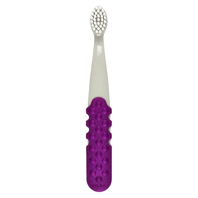 RADIUS Totz Plus Brush Kids Toothbrush Silky Soft BPA Free ADA Accepted Designed for Delicate Teeth & Gums for Children 3 Years & Up - PurpleGrey - Pack of 1