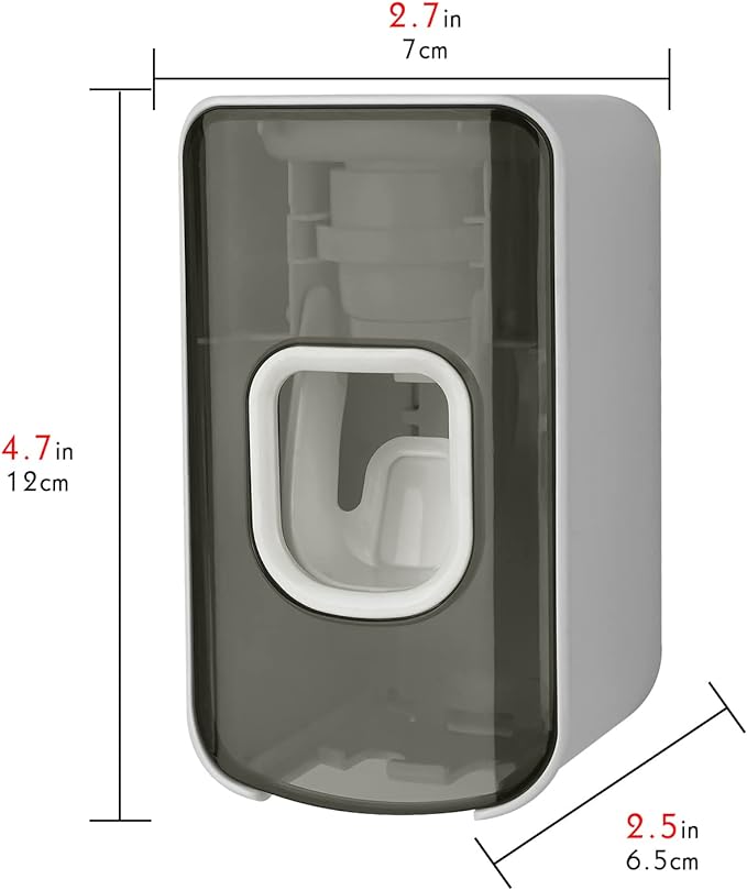 2 Slot Toothbrush Holder and Toothpaste Dispenser Wall Mounted, Automatic Toothpaste Squeezer, 2 in 1 Tooth Brush Toothpaste Organizer for Shower (Grey)