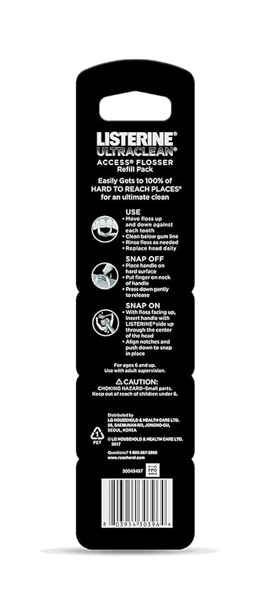 REACH® Listerine Ultraclean Access Flosser Refill Heads | Dental Flossers | Refillable Flosser | Effective Plaque Removal | Mint Flavored | 28 ct, 3 Pack, Package May Vary