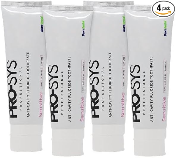 PRO-SYS® Professional Sensitive Toothpaste for Cavity Protection & Enamel Repair for Sensitive Teeth, Fluoride Toothpaste, Sooth Nerve Endings and Reduce Pain, Fresh Mint Gel (Pack of 4)