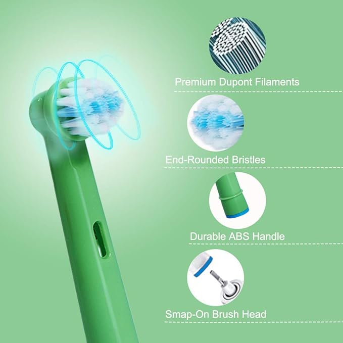 Kids Toothbrush Replacement Heads for Oral-B, Extra-Soft Bristles, for Oral-B Braun and Electric Brushes, Except Vitality Sonic, CrossActino Power, Sonic Complete, Pulsonics, EB-10A