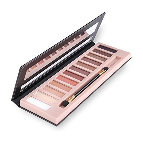 2 Pack 12 Colors Makeup Nude Colors Eyeshadow Palette Natural Nude Matte Shimmer Glitter Pigment Eye Shadow Pallete Set Waterproof Smokey Professional Beauty Makeup Kit (2 PCS)