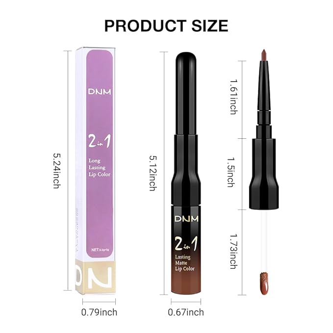 1Pcs 2 in 1 Reddish Brown Matte Lip Liner and Liquid Lipstick Stain Makeup Set for women, Long Lasting Smudge Proof Lip Tint Matte Finish Lip Gloss for All-Day Color Hold Easy to Use 36#