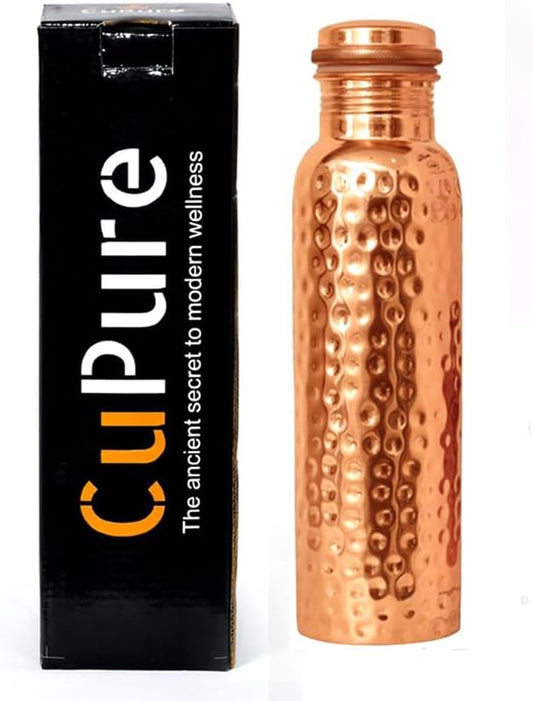 Pure Copper Water Bottle for Ayurvedic Health Benifit Pure Handmade Hammered Vessel for Drinking Heavy Duty & Leak-proof 34oz