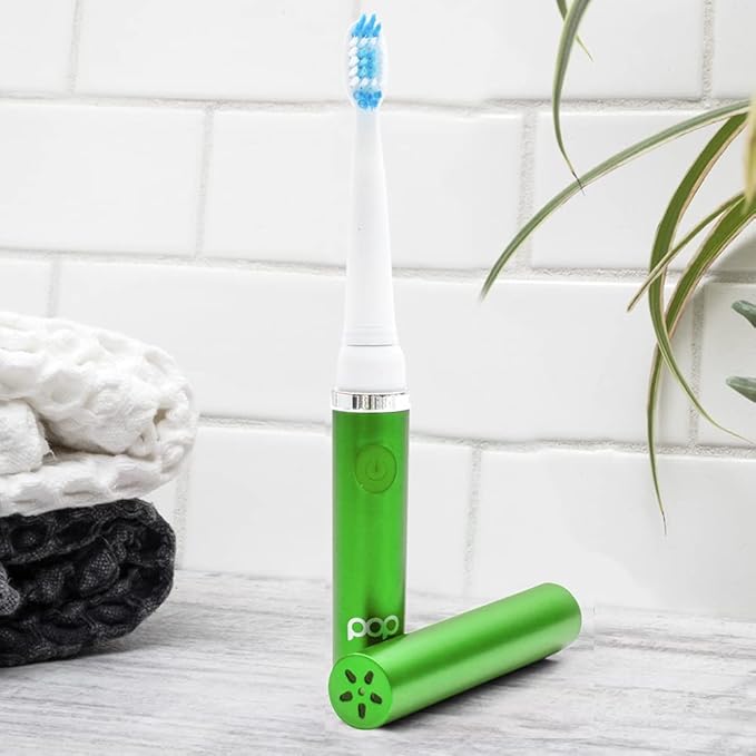 Pop Sonic Electric Toothbrush (Green) - Travel Toothbrushes w/AAA Battery | Kids Electric Toothbrushes with 2 Speed & 15,000-30,000 Strokes/Minute, Dupont Nylon Bristles